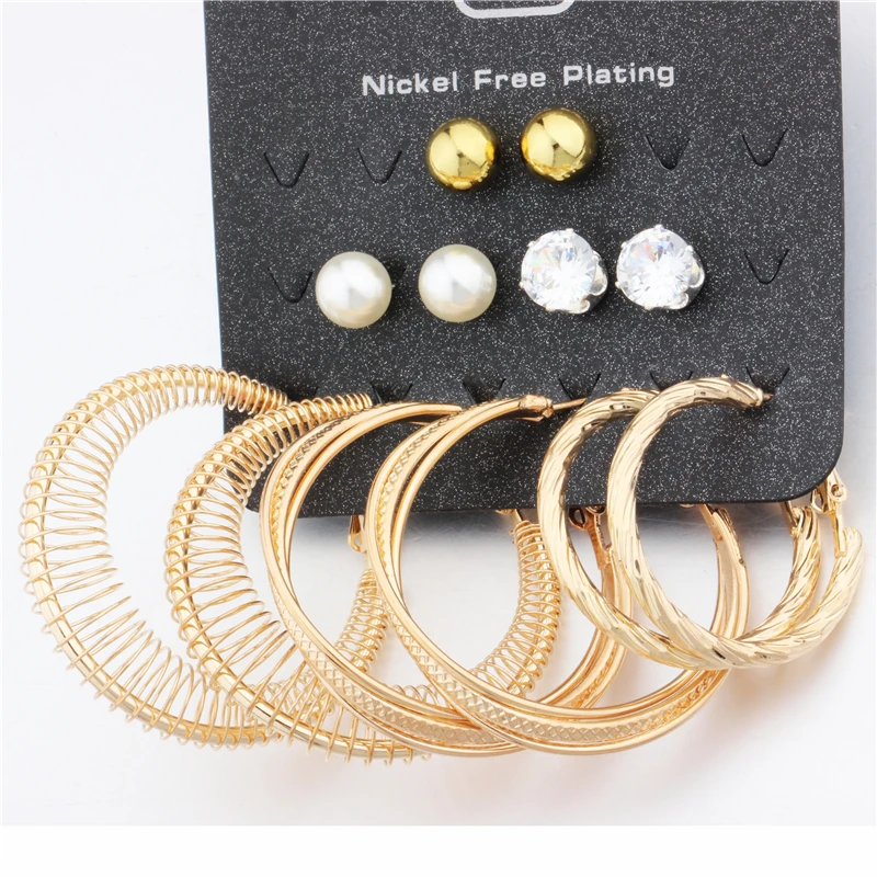 Серьги кольца женские круглые с искусственным жемчугом и кристаллами|fashion hoop