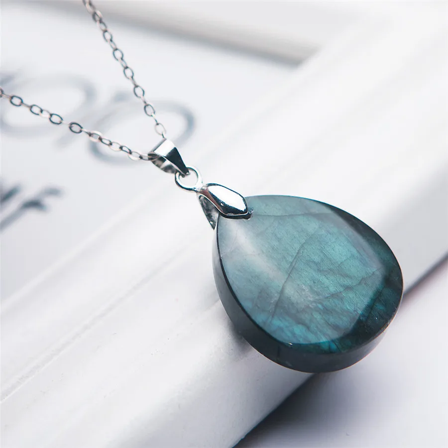 Ожерелье с подвеской натуральный драгоценный камень лабрадорит кулон для женщин