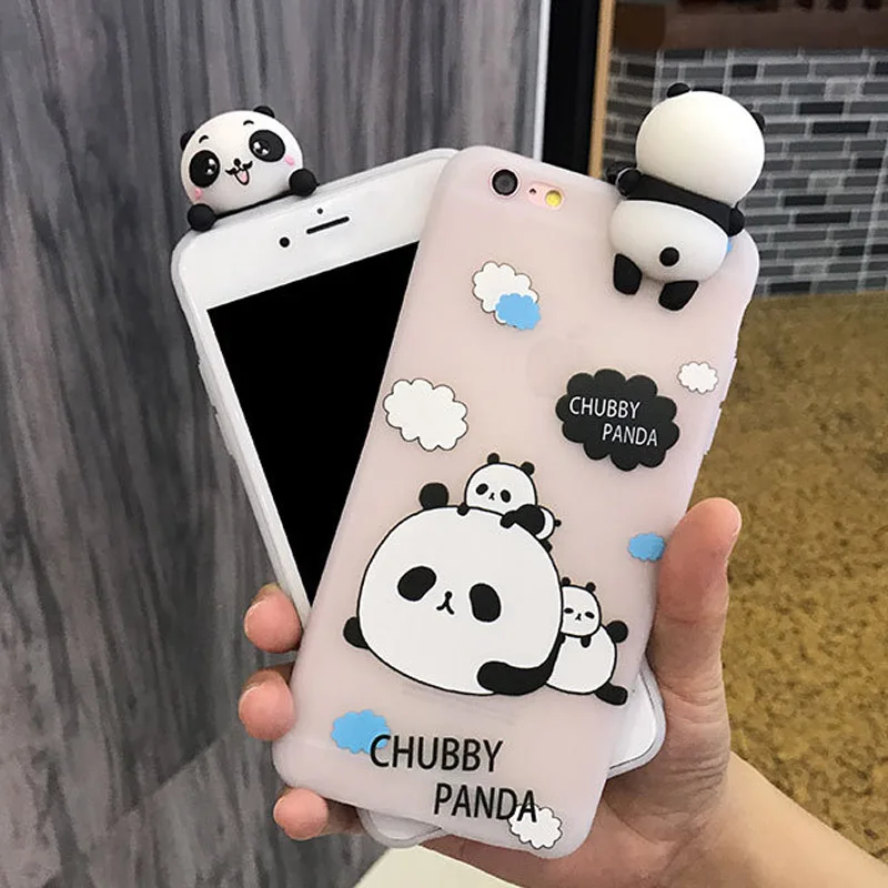 SHANSHUI Case For iPhone 6 6S 7 8 Plus X Silicone Soft TPU 3D Cute Panda Clouds Cartoon Letter Patterned Transparent Cover Coque |