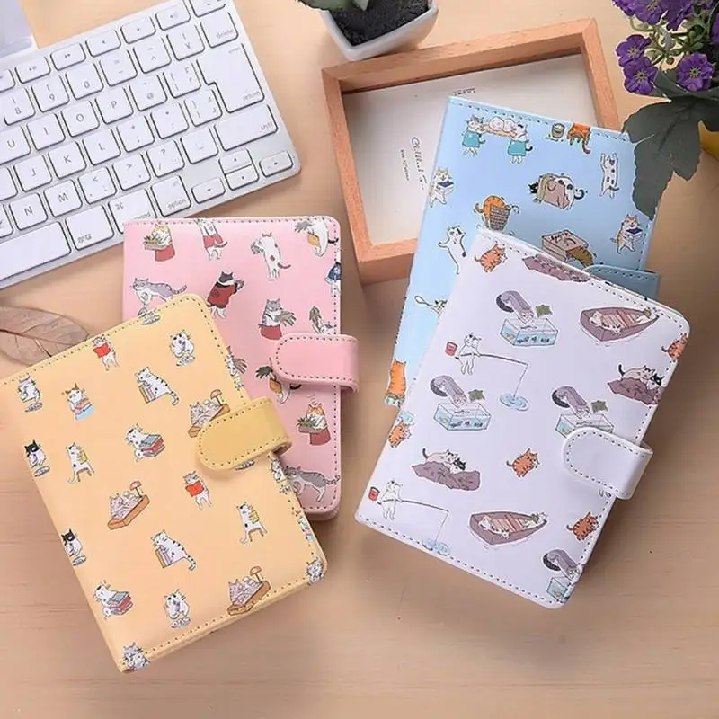 Милый мультяшный блокнот с кошкой из искусственной кожи чехол магнитной пряжкой