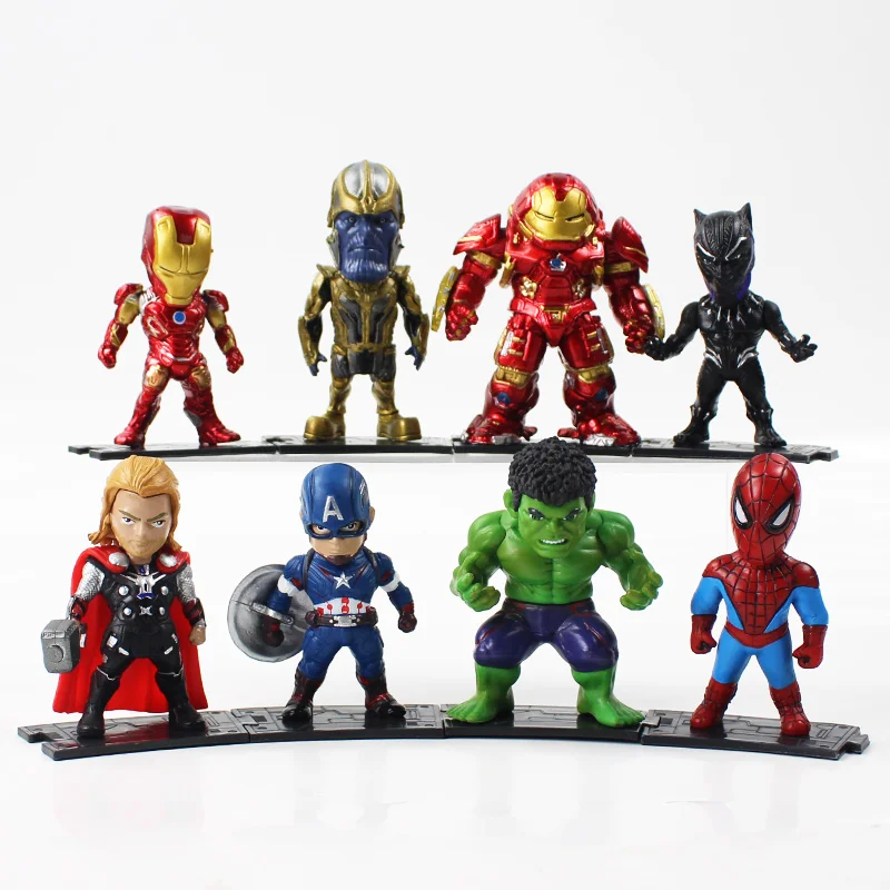 8 шт./лот Мстители Super Hero танос с принтом Железный человек Тор халкбастера Капитан