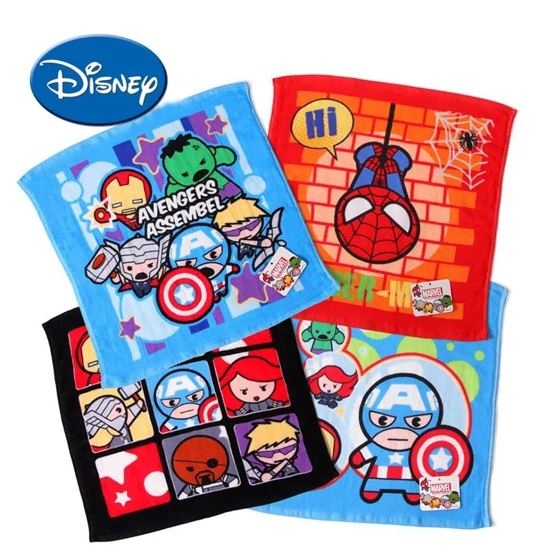 Disney Spider-Man Captain America Toy Story Kids Cotton Towel Square Towel Baby Kerchief Hand towel For Children gifts 34x34cm