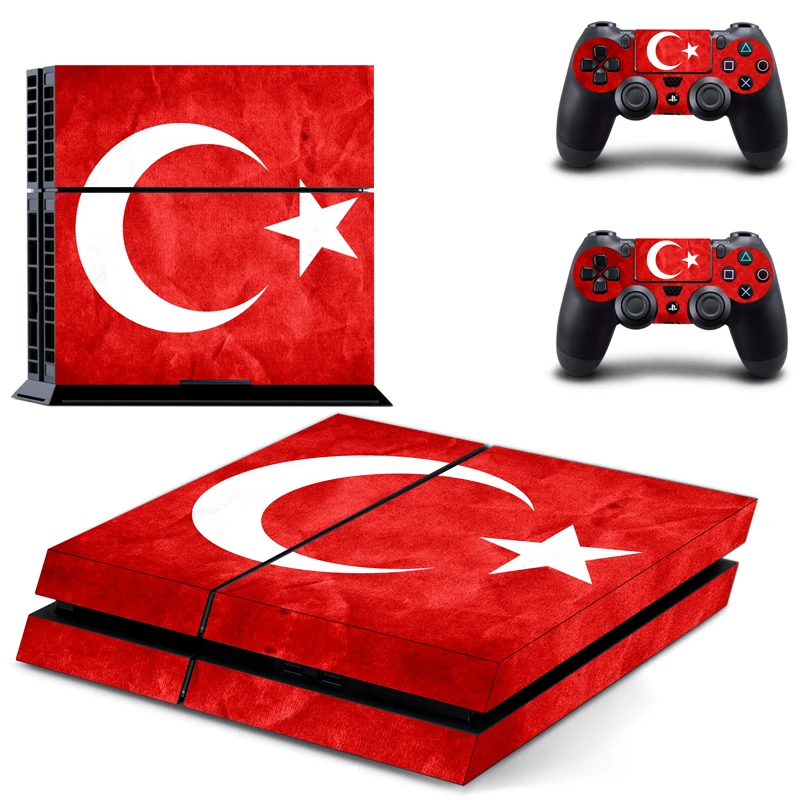Наклейка на консоль Sony PlayStation 4 и 2 контроллера PS4 | Электроника