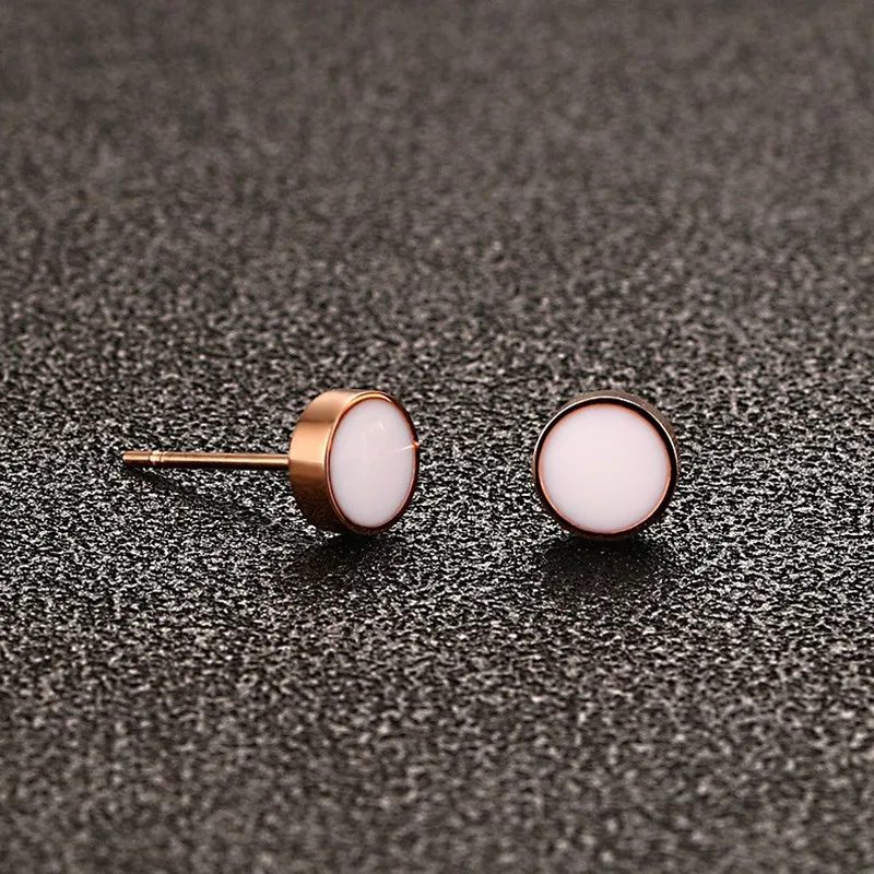 Vnox милый черный Серьги гвоздики для Для женщин изделия из розового золота мини