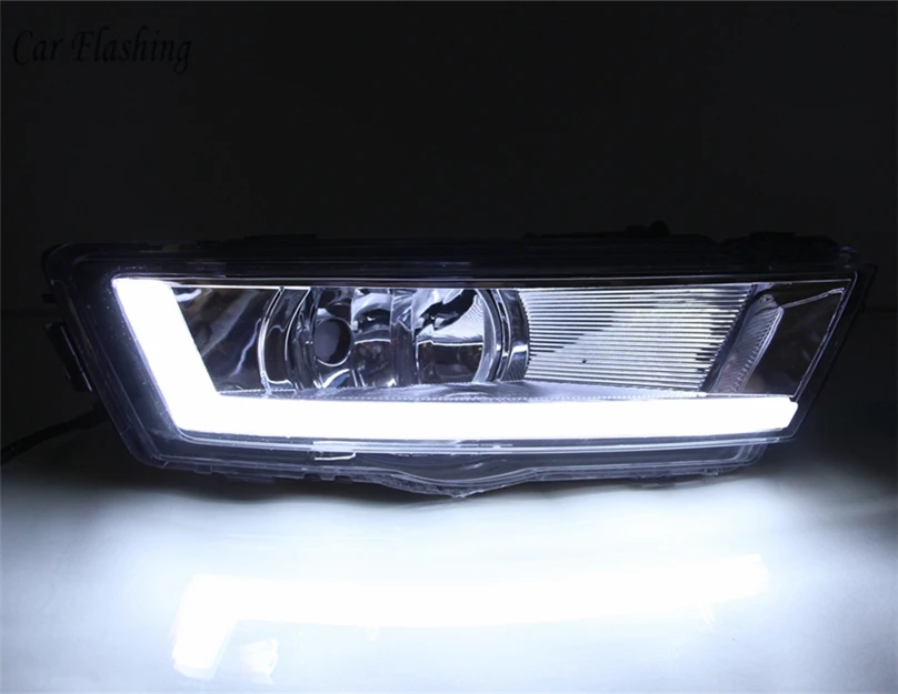 Автомобиль мигает для Skoda Rapid 2013 светодиодный DRL желтый отложным воротником дневного вождения ходовые огни дневной cover hole