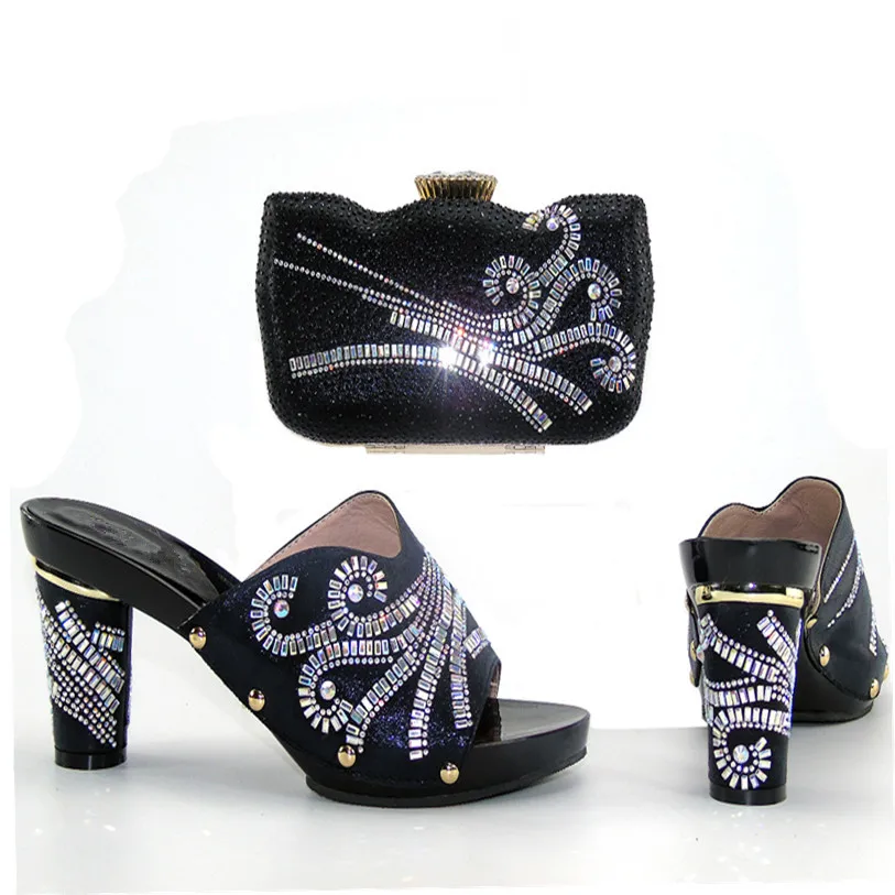 2017 Новое ЗОЛОТО Итальянская Обувь И Сопрягая Мешки С Каменными Высокий Каблук