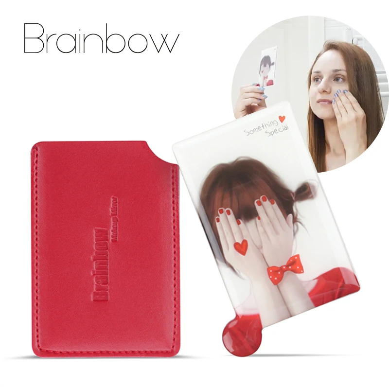 Brainbow 1 шт. небьющиеся карты, зеркала для макияжа, небьющееся Карманное зеркальце компактное портативное и защитное ПУ-покрытие