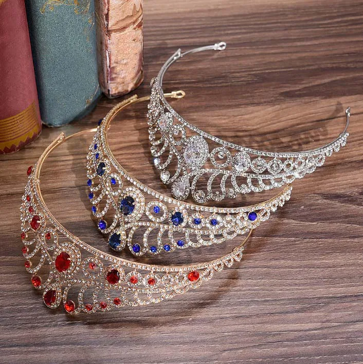 Новинка классические синие Красные Свадебные короны 2020 роскошные свадебные