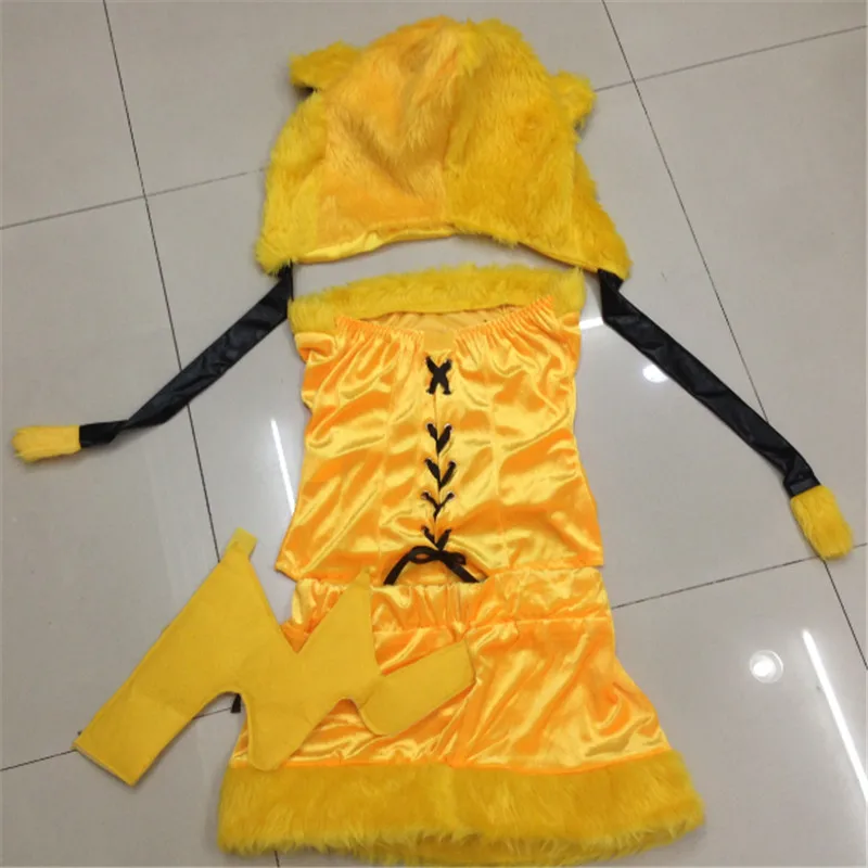 2018 новые сексуальные Покемон костюмы Хэллоуин плюшевые демон желтый кошка дамы