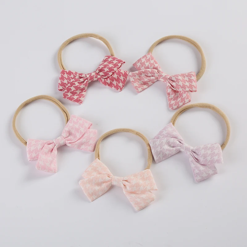 

10pcs/lot Baby Girls Bows Headbands New Fashion Plaid Knot Nylon Headbands Infants Girls Head Wraps Hair Accessories 10colors