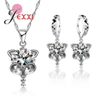 Подвески из стерлингового серебра 925 пробы, гипоаллергенное ожерелье, серьги, набор, кубический цирконий, серьги в виде лисьей морды, наборы свадебных украшений для вечеринки