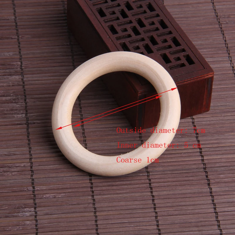 Anillos de dentici&oacute;n de madera para beb&eacute;, collar de c&iacute;rculo de madera holandesa de 70mm, pulsera artesanal, Natural, cuidado bucal, seguridad, 5 uds.-5