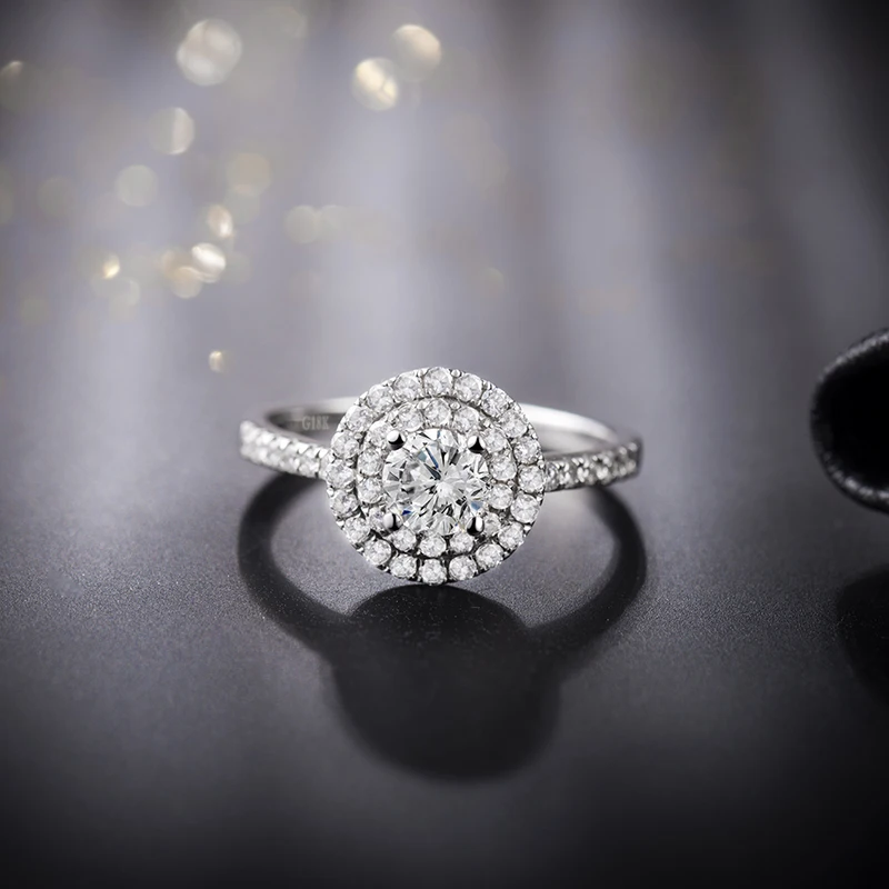 LOVERJEWELRY однотонные 14 к белое золото круглая форма сверкающие бриллианты