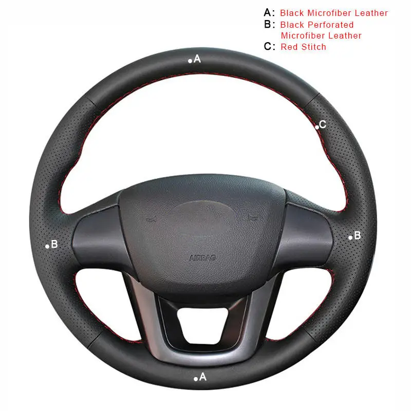 Microfiber Leather Автомобильная Оплетка на руль для Kia K2 Rio 2011 2012 2013 Авто покрытие авто-Стайлинг Аксессуары для интерьера - Название цвета: Microfiber Leather