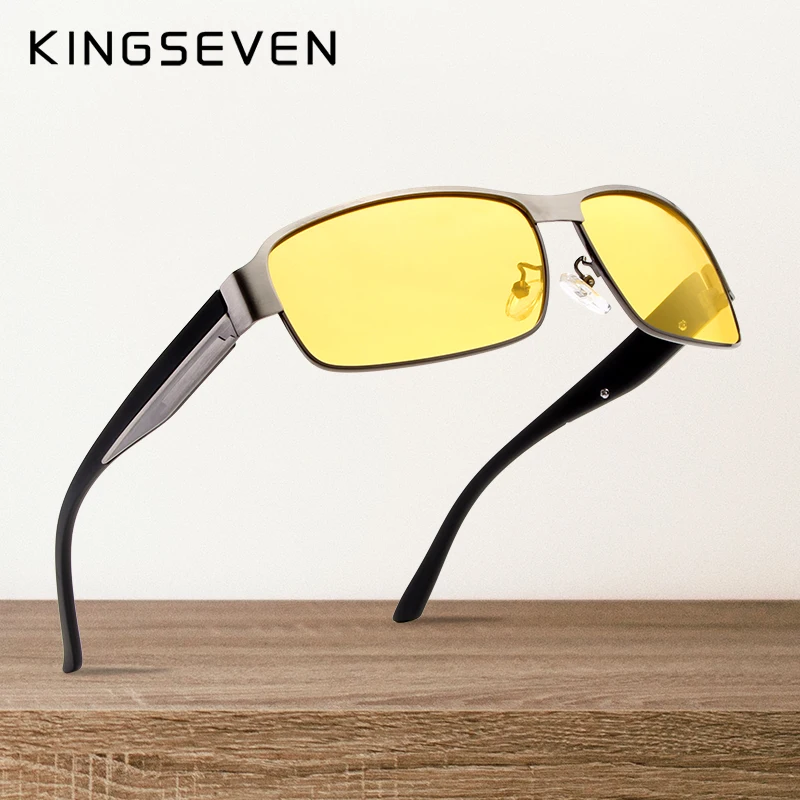KINGSEVEN мужские солнцезащитные очки ночного видения желтые для вождения