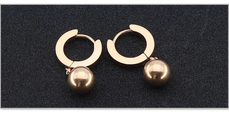 Kiteal New Titanium stainless steel smooth 8mm ball pendant flat ear buckle simple trend fashion jewelry|Серьги-подвески| |