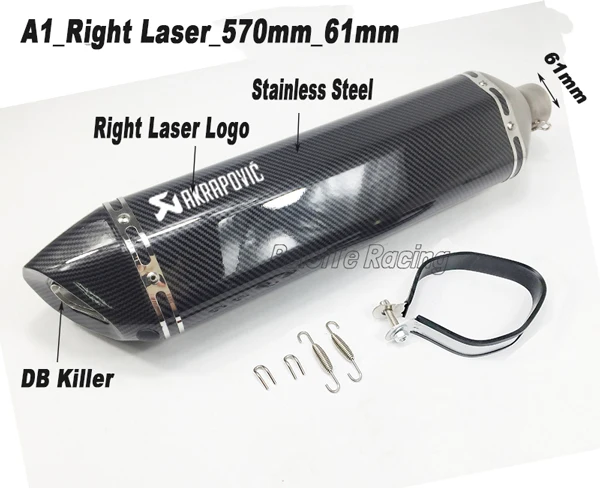 A1 Right Laser 61mm Левый и правый 51 мм 61 мм мотоцикл Akrapovic глушитель универсальный мотоцикл скутер глушитель побега с DB Killer - Цвет: A1 Right Laser 61mm