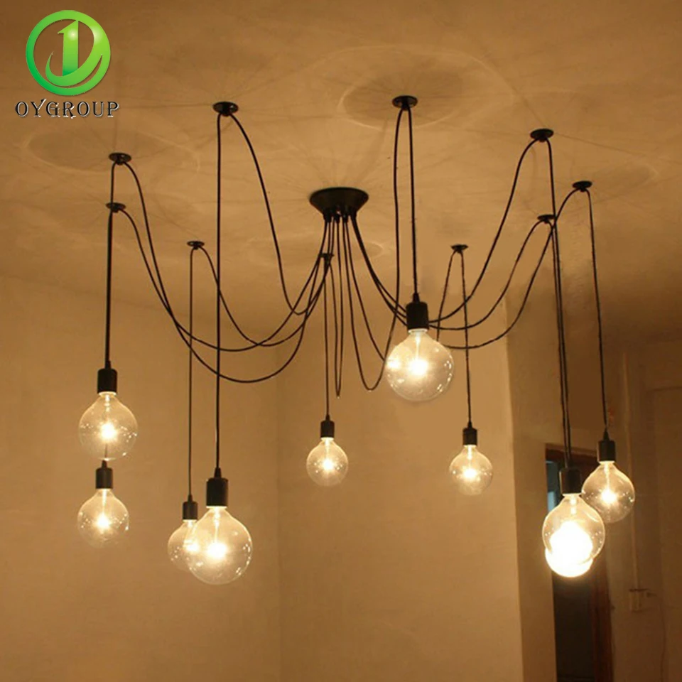 OYGROUP Vintage Loft Spider Chandeliers Nordic Ceiling Lamps 6/8/10/12/14 Heads DIY Home Decoration Lighting Adjustable Lights | Лампы и