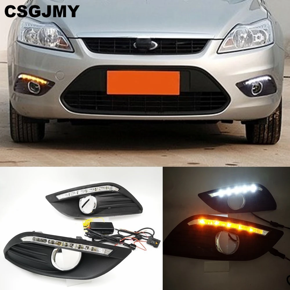 2 шт. автомобильный Стайлинг для Ford Focus Sedan светодиодный DRL дневные ходовые огни дневной свет водонепроницаемый противотуманная фара белая лампа