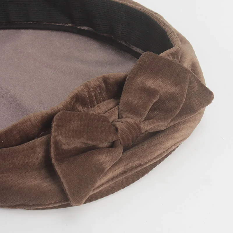 Женский Бархатный берет ROSELUOSI с бантом женский милый однотонный шапка для осени и