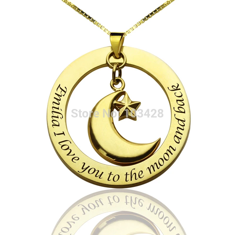 

AILIN Name Necklace Gold Color Personalized I Love You to the Moon and Back Necklace with Tiny Star Initials Charm Love Jewelry