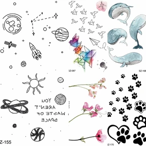 Детские татуировки FANRUI, временная луна, милое мультяшное тело, лицо, рука, Детские тату-наклейки, женские планеты, водонепроницаемые тату-лапы