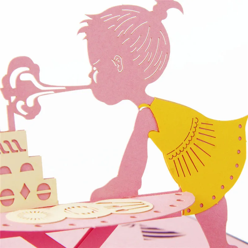 3D лазерная резка ручная работа день рождения вечеринка свеча девушка бумага