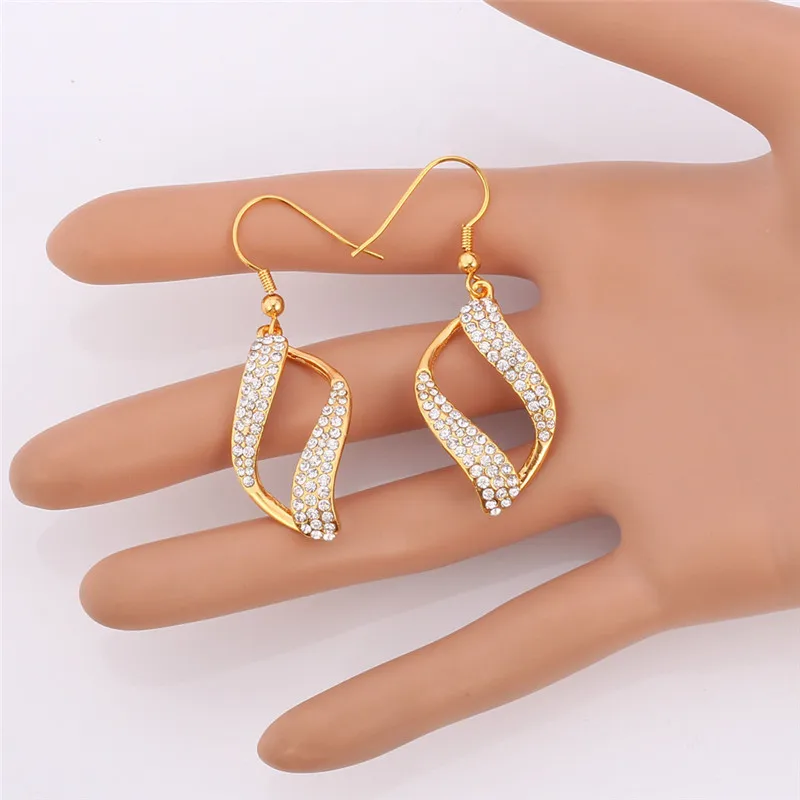 Женские серьги подвески с кристаллами золотого цвета|earings fashion|earring wholesalerearrings base |