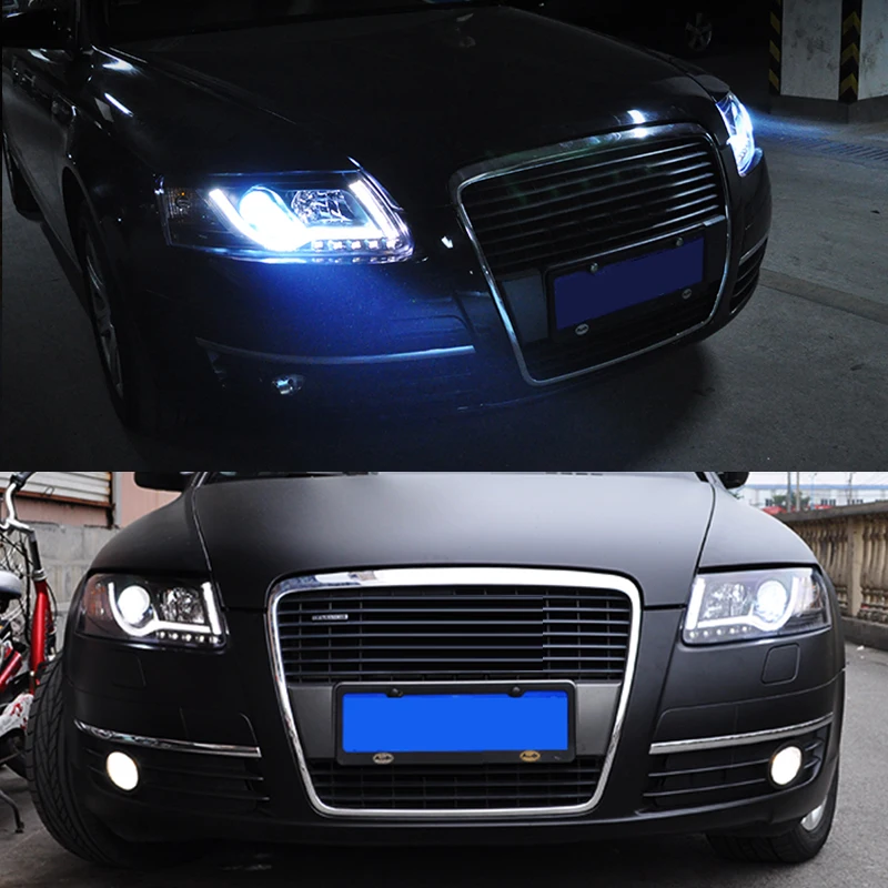 Hlxg 2 шт. светодиодный фары для автомобиля Audi A6L 1997 2004 Автомобильные ангельские