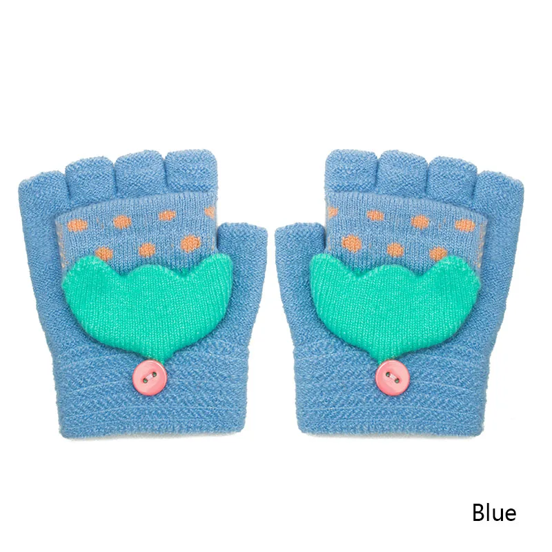 REAKIDS/Новинка; детские перчатки с клапаном; милые вязаные варежки с клапаном для мальчиков и девочек; модные хлопковые детские перчатки для детей; варежки с клапаном; перчатки - Цвет: Blue