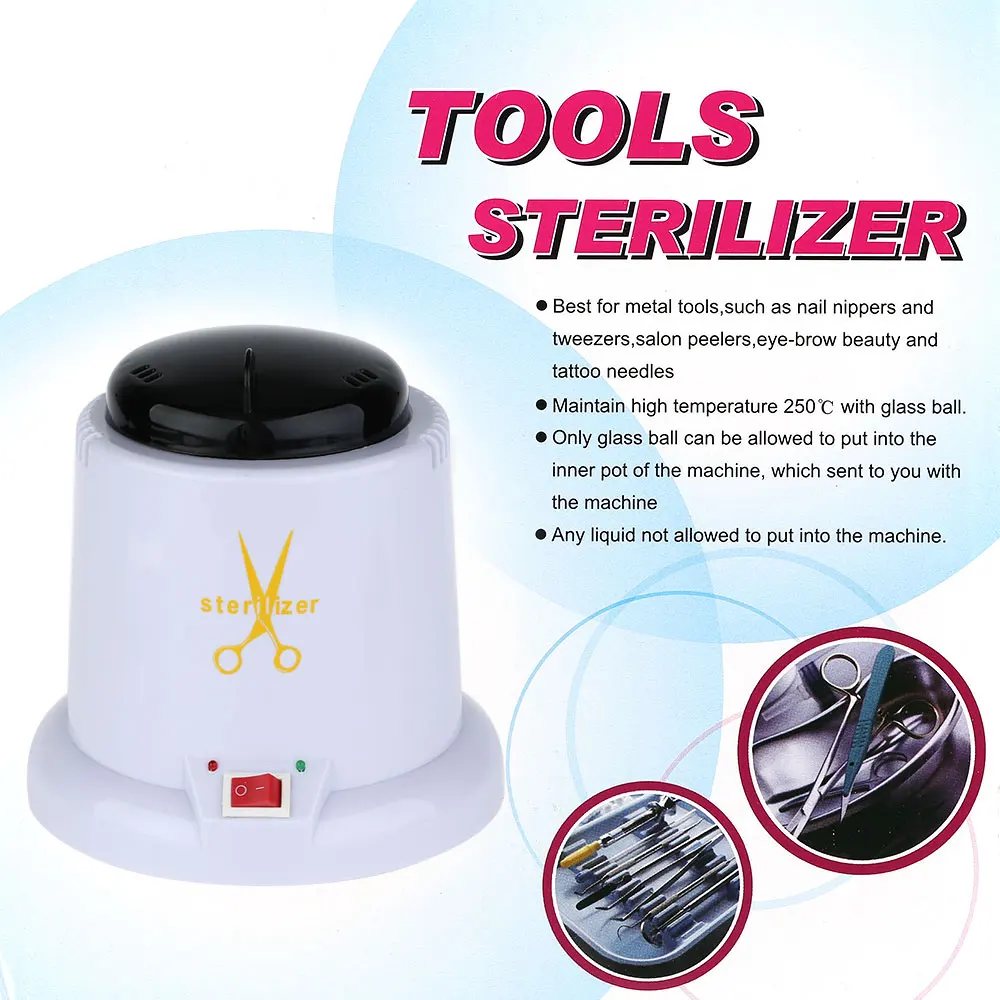 Nail Art Steam Autoclave Scissor Manicure Sterilizer Machine with 150g Disinfection Glass Bead 220V EU Plug