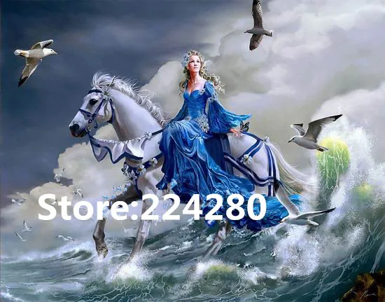 

Needlework, Cross stitch,14CT Unprinted The girl on horseback people Embroidery kits Art Cross-Stitching,DIY Handmade decor