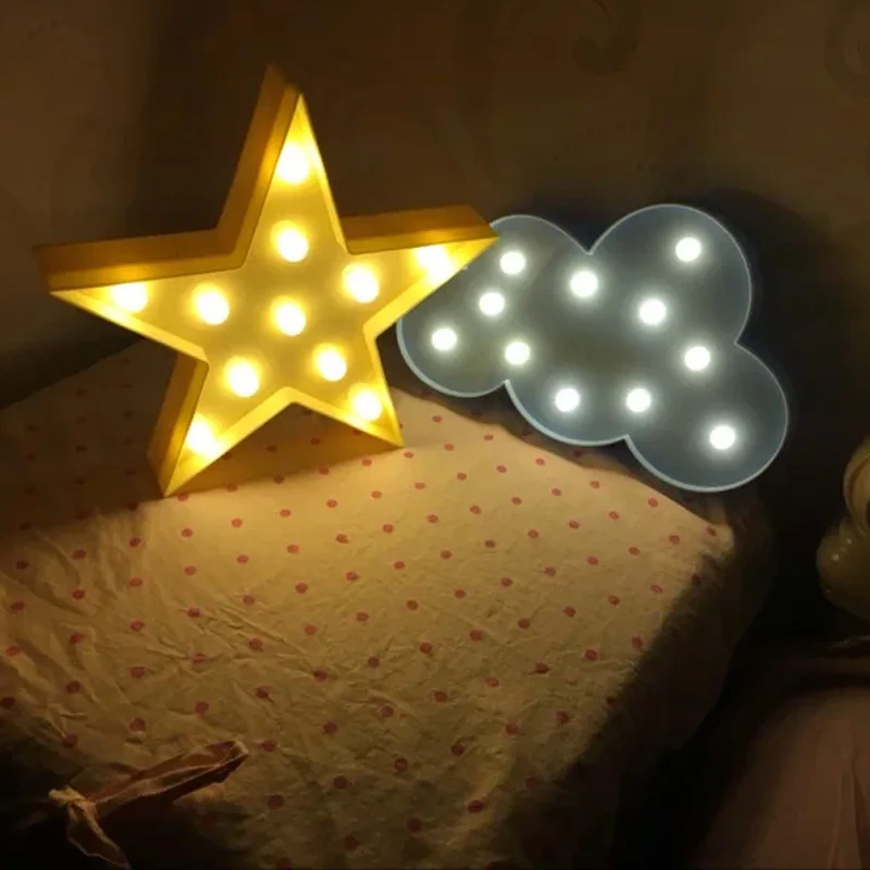 Скандинавский светодиодный 3d светильник со звездой луной рождественской елкой