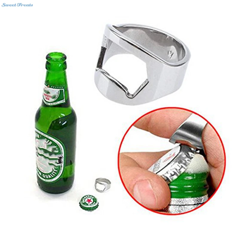 Подсластители 2 шт нержавеющая сталь палец кольцо открывалка для бутылок Бар