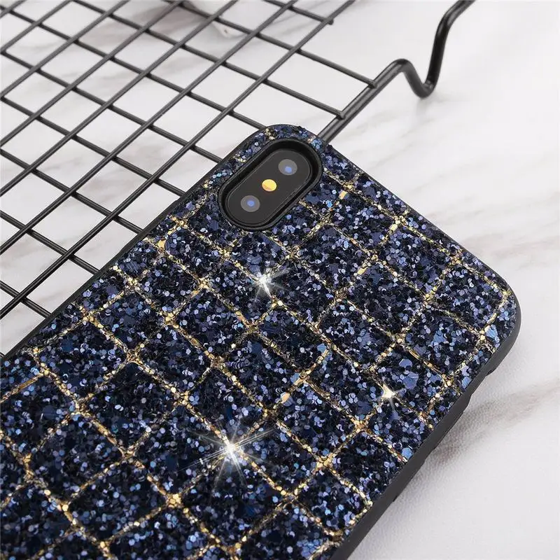 Роскошная сверкающая пудра С кристалалми и стразами чехол для iPhone X XS Max XR мягкий