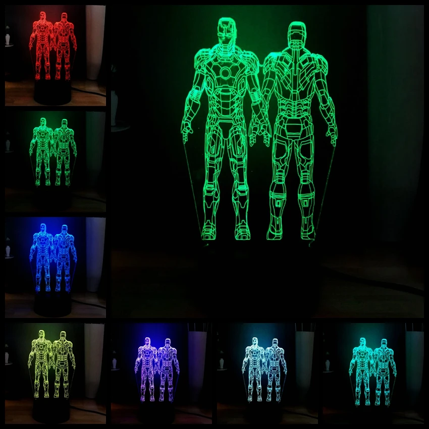 Amroe новинка 2019 3D LED USB сенсорный новый атмосферный Настольный светильник Marvel два