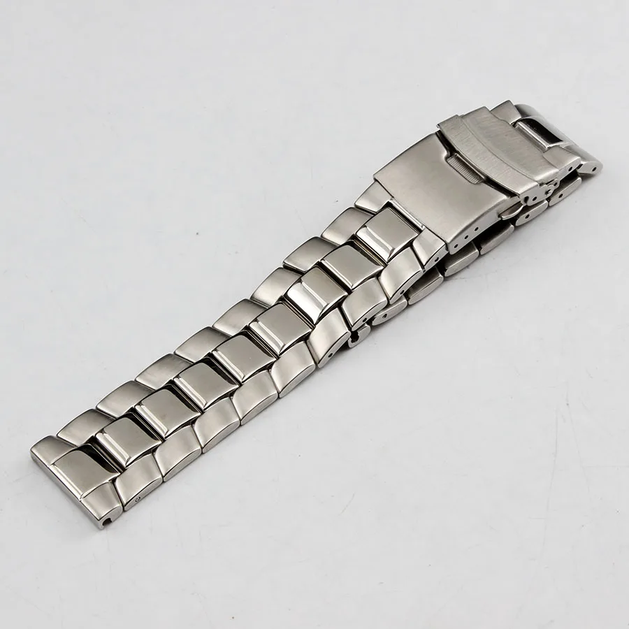 Top Grade Brushed with Polished Link Stainless Steel Watchband 22mm Silver Bracelet Folding Clasp Safety Free Shipping | Наручные часы