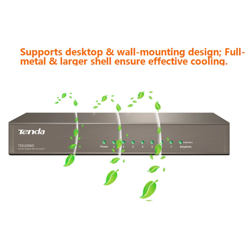 Tenda TEG1008D 9 Порты Gigabit Ethernet 10/100/1000 Мбит коммутатор для интернет сети Auto MDI/MDIX|Сетевые
