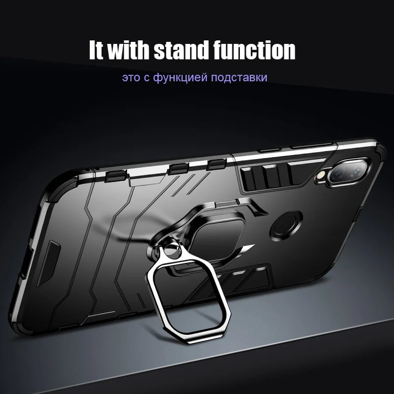 For Xiaomi Redmi Note 7 Pro Luxury Magnetic Ring Armor Quakeproof Holder Phone Cover Case 6 5 Fundas | Мобильные телефоны и