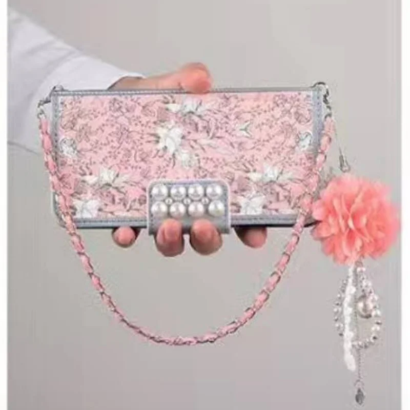 Роскошный чехол на ремне для iPhone xs max xr x rose flower с кисточкой 6 6s 7 8 10 plus жемчужный
