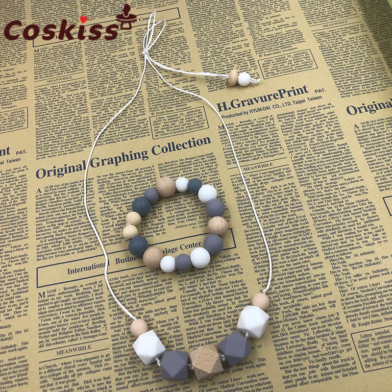 Collar de dentici&oacute;n para beb&eacute;, pulsera para mam&aacute;, cuentas de dentici&oacute;n de silicona, 100% libre de BPA-3