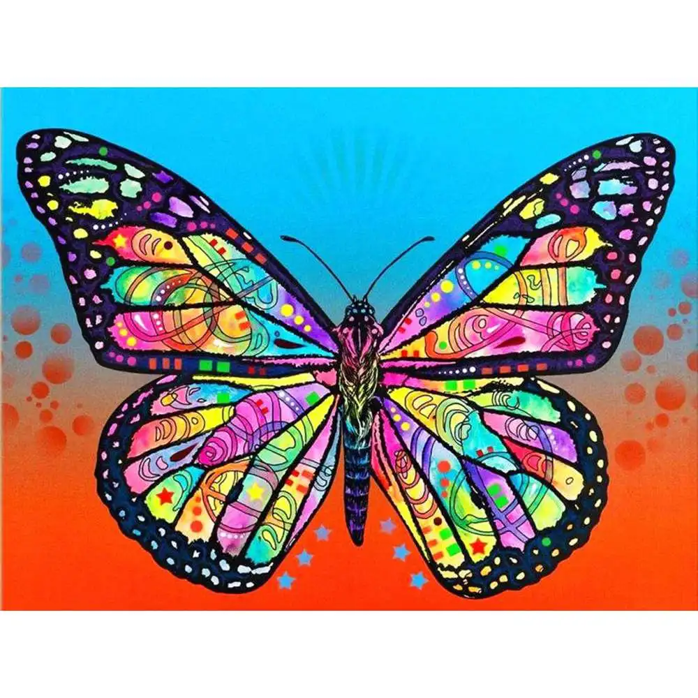 

LaoJieYuan full drill diamond painting Colorful butterfly wall decoration canvas Diamond Embroidery Cross Stitch kit