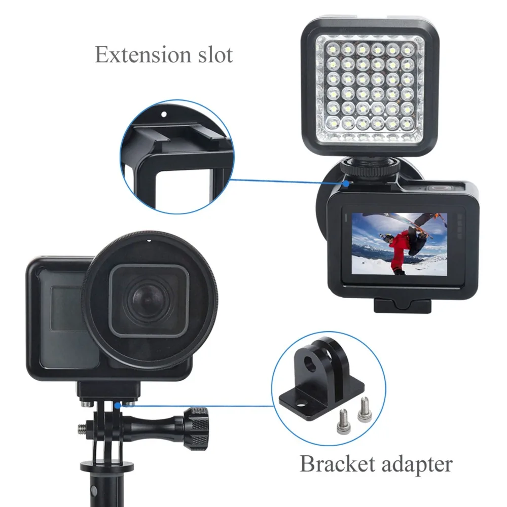 Protective Case For Gopro Hero7 Aluminum Housing Shell Cage Frame for Hero 7 Black Action Camera Accessories+ 52mm UV Lens | Электроника