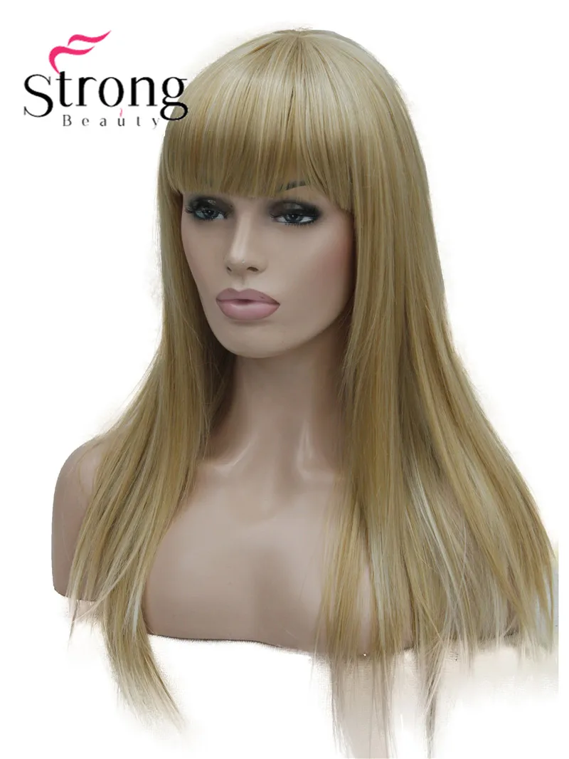 StrongBeauty длинный прямой пепельный блонд со светлыми блондинами синтетический