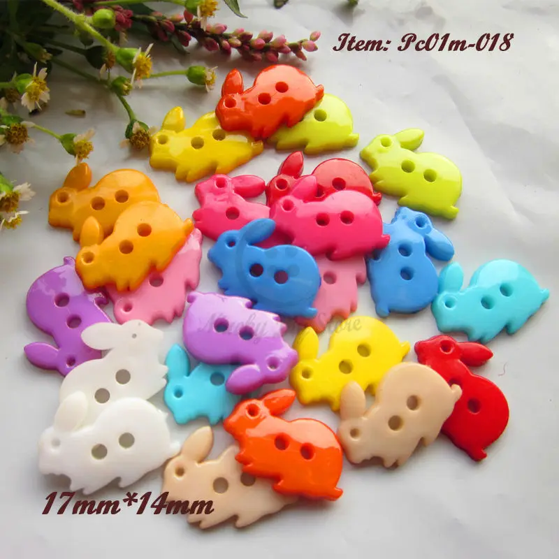 120 шт. декоративные пуговицы с милым мультяшным Кроликом 2 отверстия пластиковые