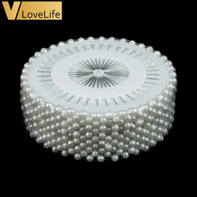 White 480 шт. 1,5 дюймов круглые жемчужные прямые шпильки для изготовления платьев искусственная груша корсаж булавка для DIY аксессуары для шитья одежды иглы - Цвет: White