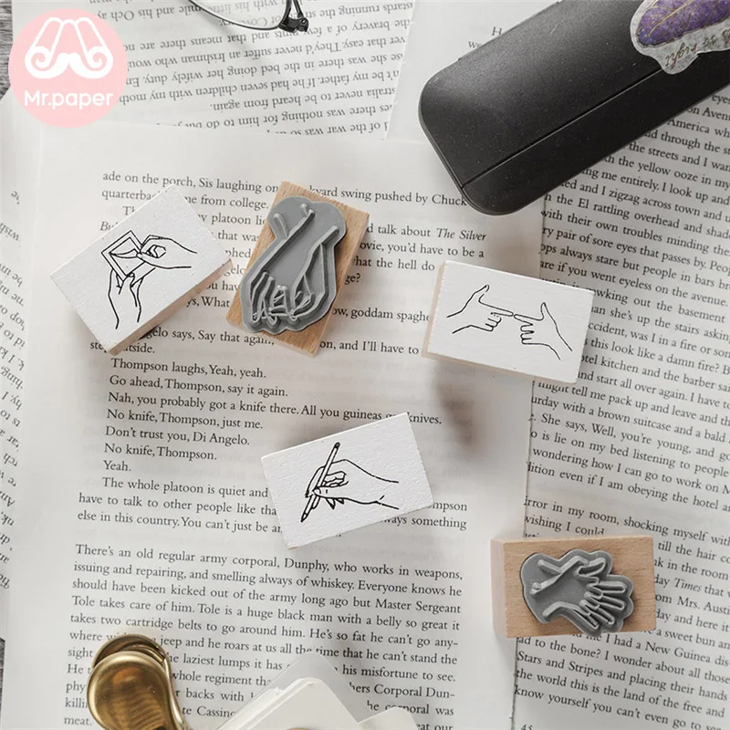 Деревянные и резиновые штампы Mr Paper деревянные в минималистичном стиле для