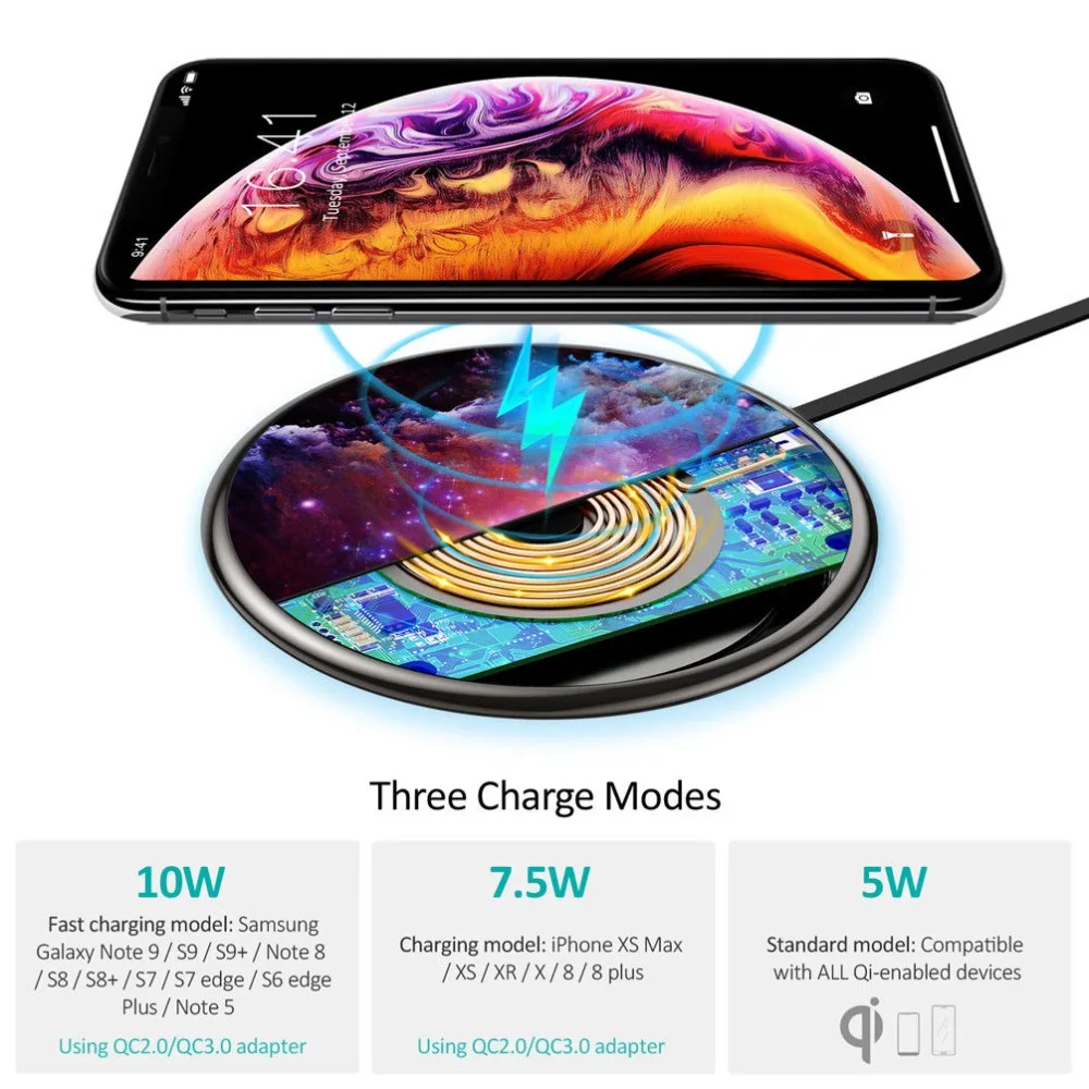 2019 10 Вт Быстрое беспроводное зарядное устройство для XIAOMI samsung Galaxy S9 S10 Note 9 S7 Edge USB Qi