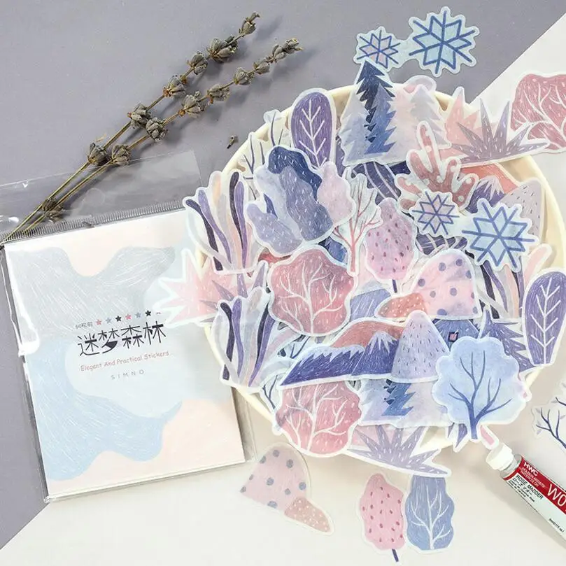 60 шт. Еда девочка лес жест индекс washi бумага наклейки украшения DIY ablum дневник в