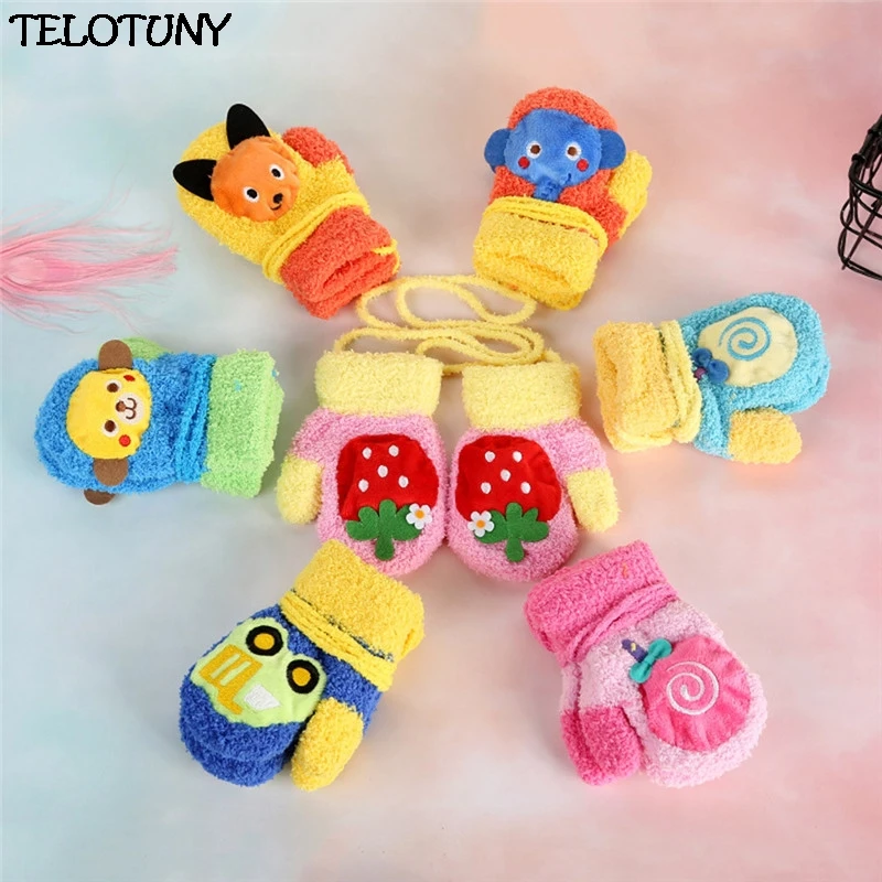 TELOTUNY 2018 FASHION Children Girls Boys Winter Cartoon Animal Patchwork Keep Warm Mittens Gloves IU20 | Детская одежда и обувь